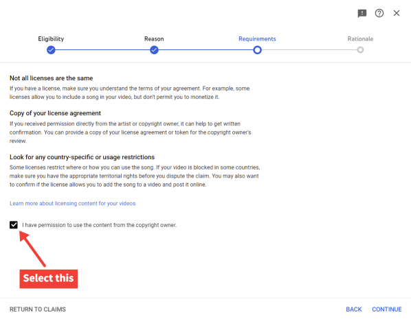 copyright claim dispute tutorial step 4